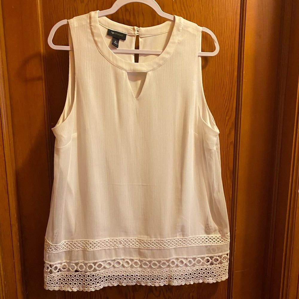 AB Studio, Sleeveless Tunic, keyhole top, lace detail, fully lined, XL